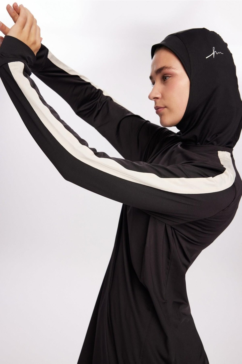 Haşema Active H-Per Fit Bisiklet Yaka Kolları Şerit Detaylı Mint Tesettür Antrenman Üstü Act-35 görsel 8
