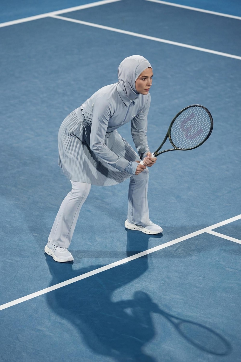 Haşema Active H-Per Fit Pileli Siyah Tesettür Tenisçi Üstü Act-41