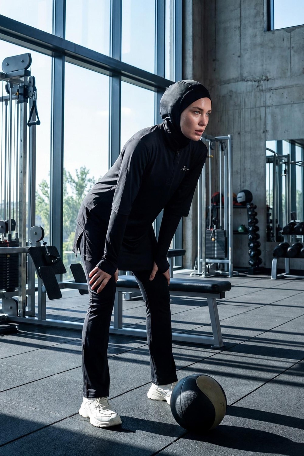 Haşema Active H-Per Fit Yakası Fermuarlı Vizon Tesettür Antrenman Üstü Act-31 görsel 2
