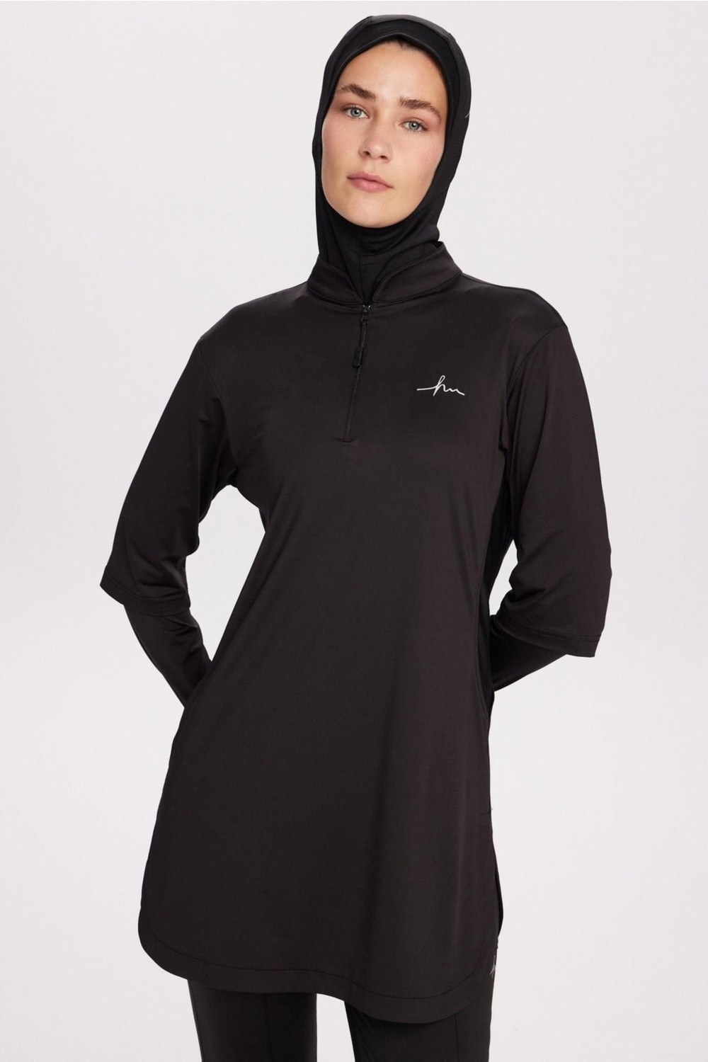 Haşema Active H-Per Fit Yakası Fermuarlı Vizon Tesettür Antrenman Üstü Act-31 görsel 4