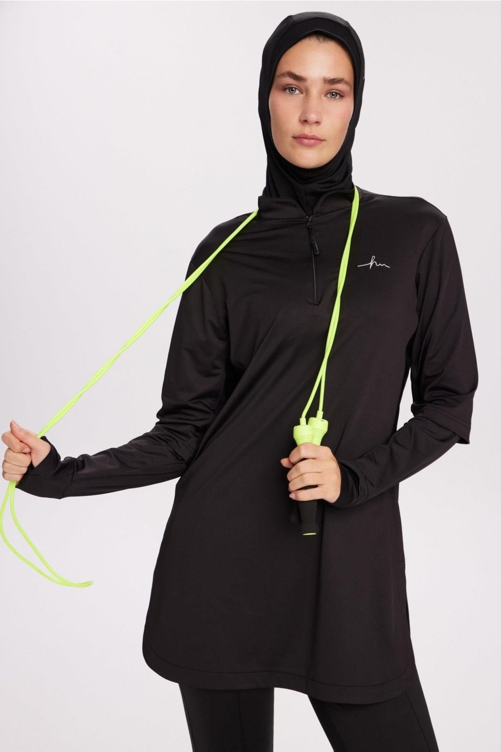 Haşema Active H-Per Fit Yakası Fermuarlı Vizon Tesettür Antrenman Üstü Act-31 görsel 5