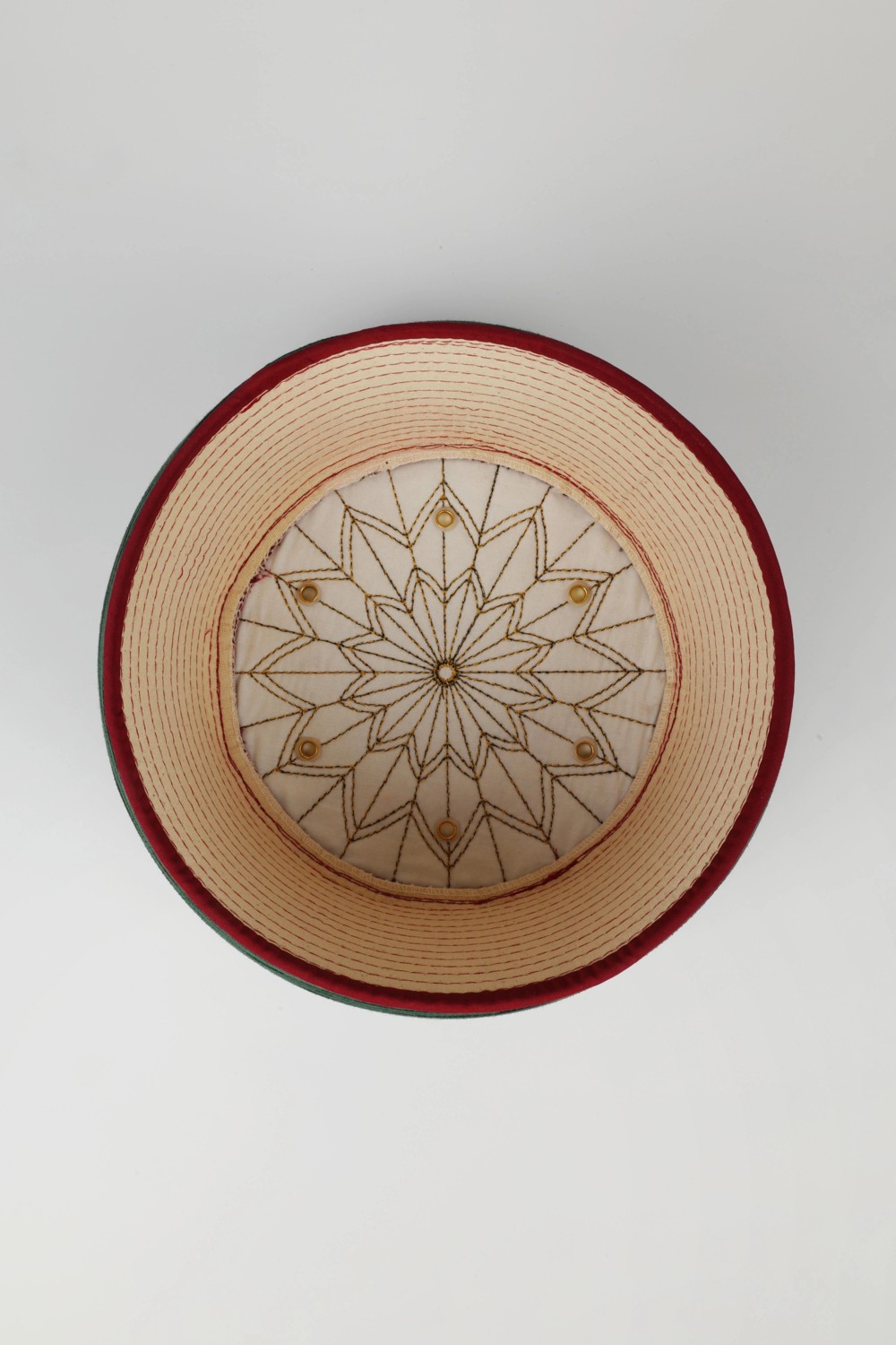 Sarıkhane Çocuk Talebe Sarığı - Yeşil Kumaş - Bordo Takke - Yuvarlak Sarım - Kuş Gözü - 6 Metre görsel 5