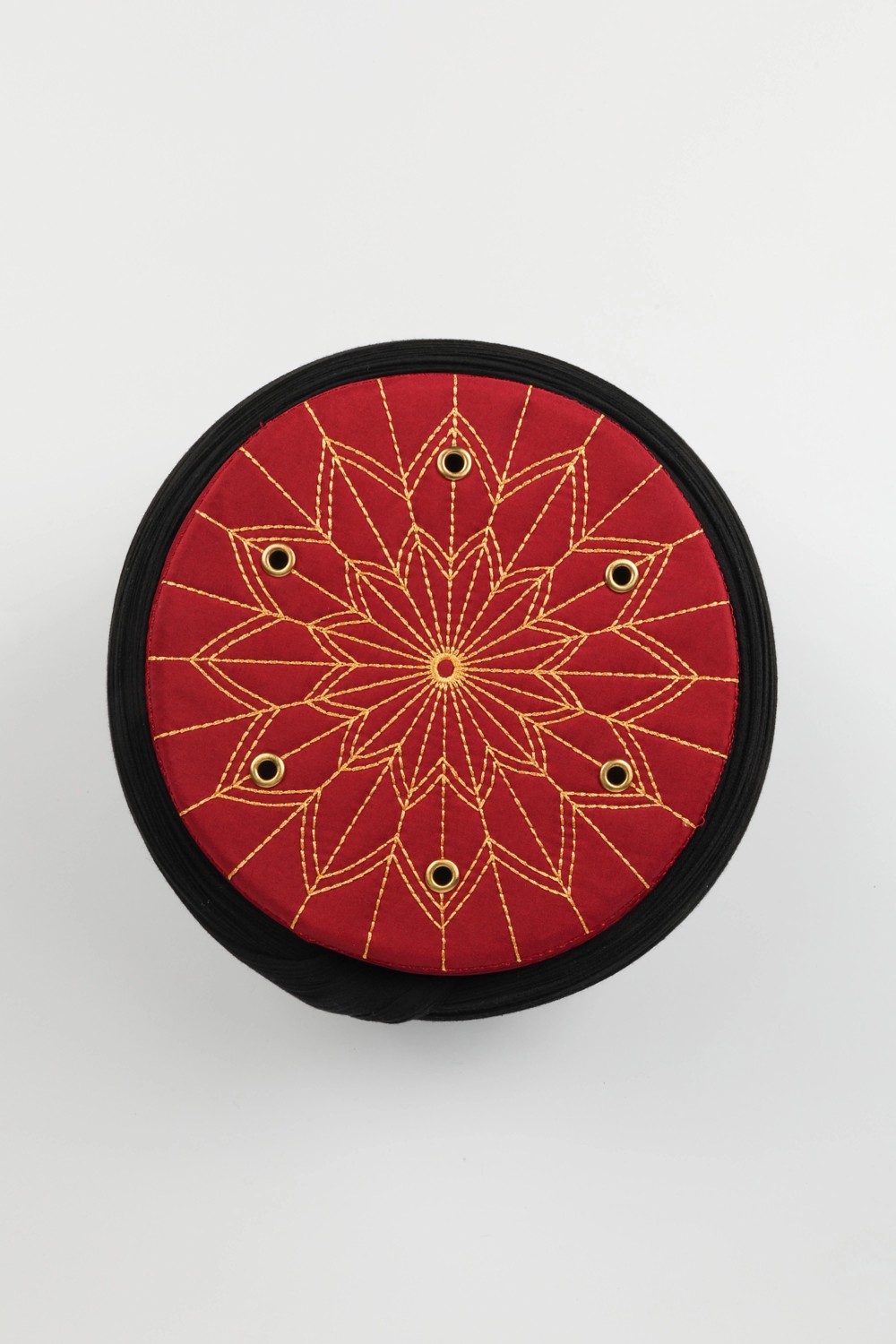Sarıkhane Çocuk Talebe Sarığı - Siyah Kumaş - Bordo Takke - Yuvarlak Sarım - Kuş Gözü - 4 Metre görsel 3