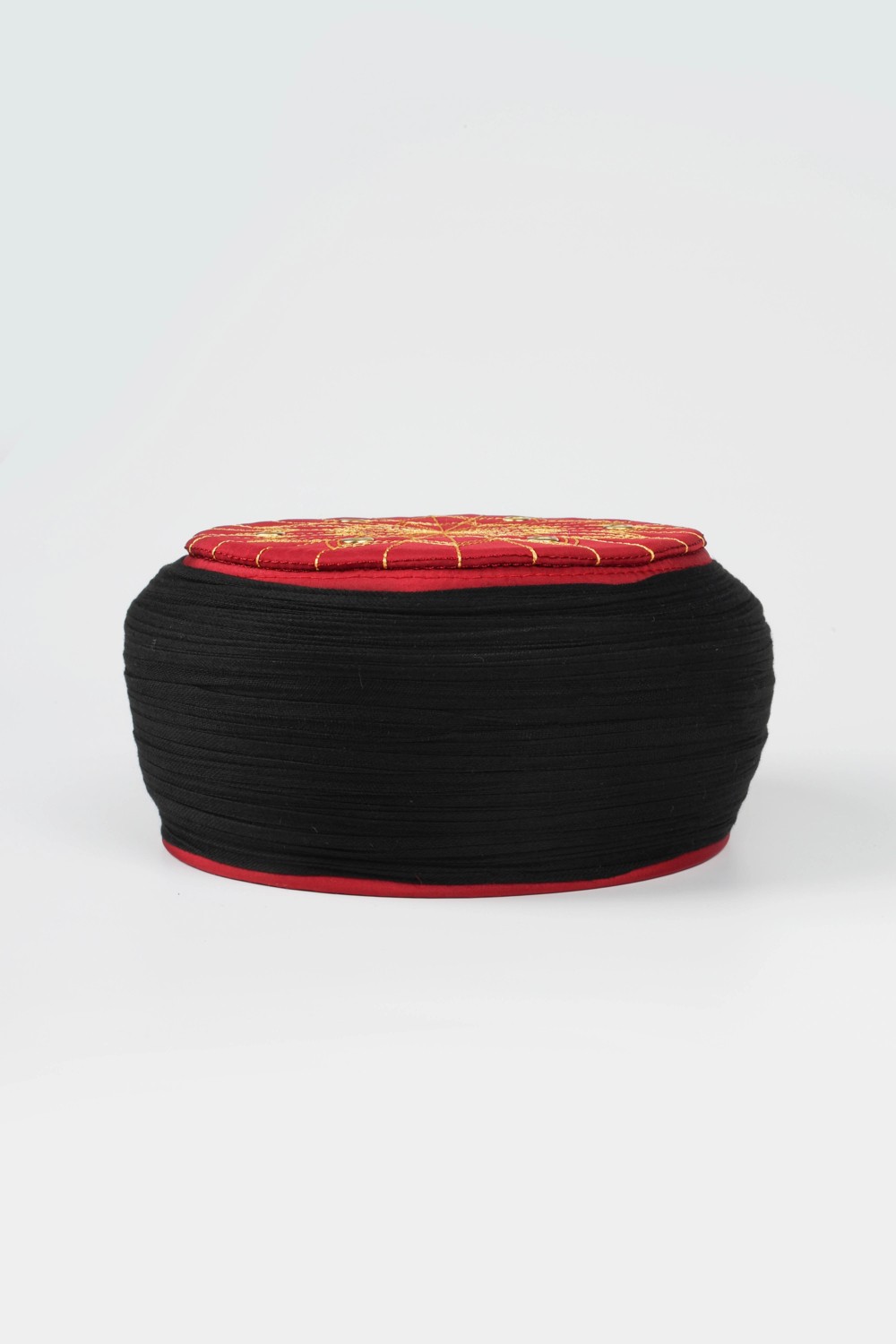 Sarıkhane Çocuk Talebe Sarığı - Yeşil Kumaş - Bordo Takke - Düz Sarım - Kuş Gözü - 4 Metre görsel 2