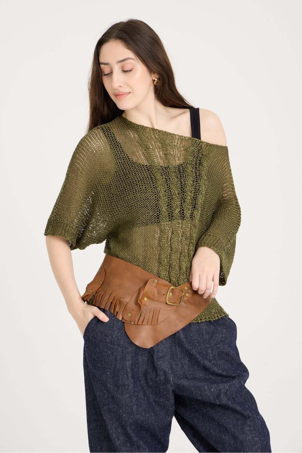 Yılday Gür Butik Outlander El Yapımı Püsküllü Deri Kemer görsel 2