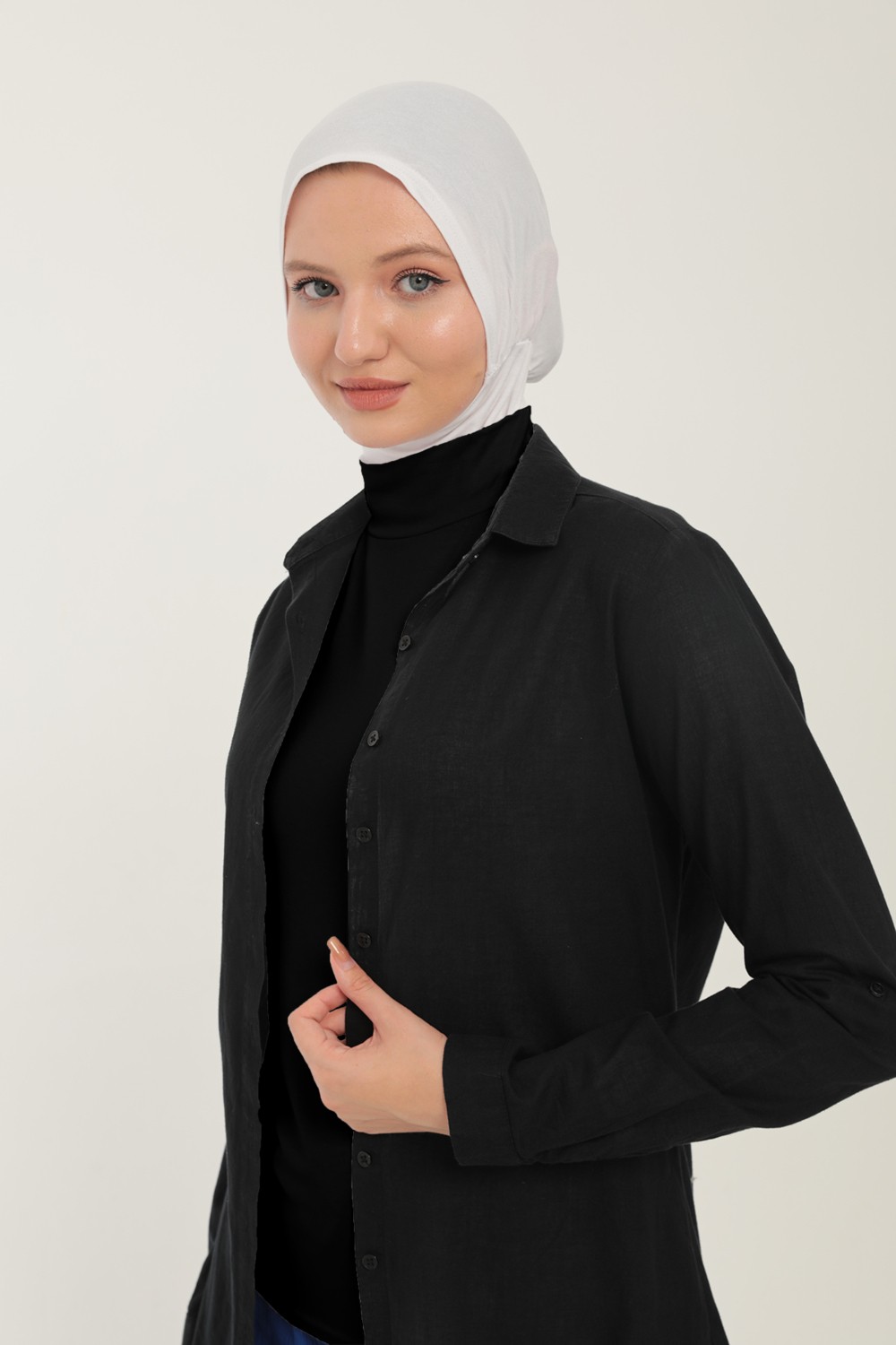 Kadın Uzun Kollu Yarım Balıkçı Yakalı Penye Likralı Body görsel 7