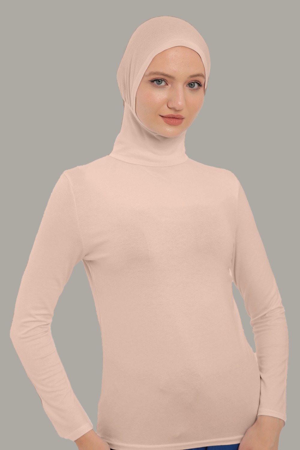 Kadın Uzun Kollu Body Boyunluklu Boneli Tam Badi Boğazlı Likralı