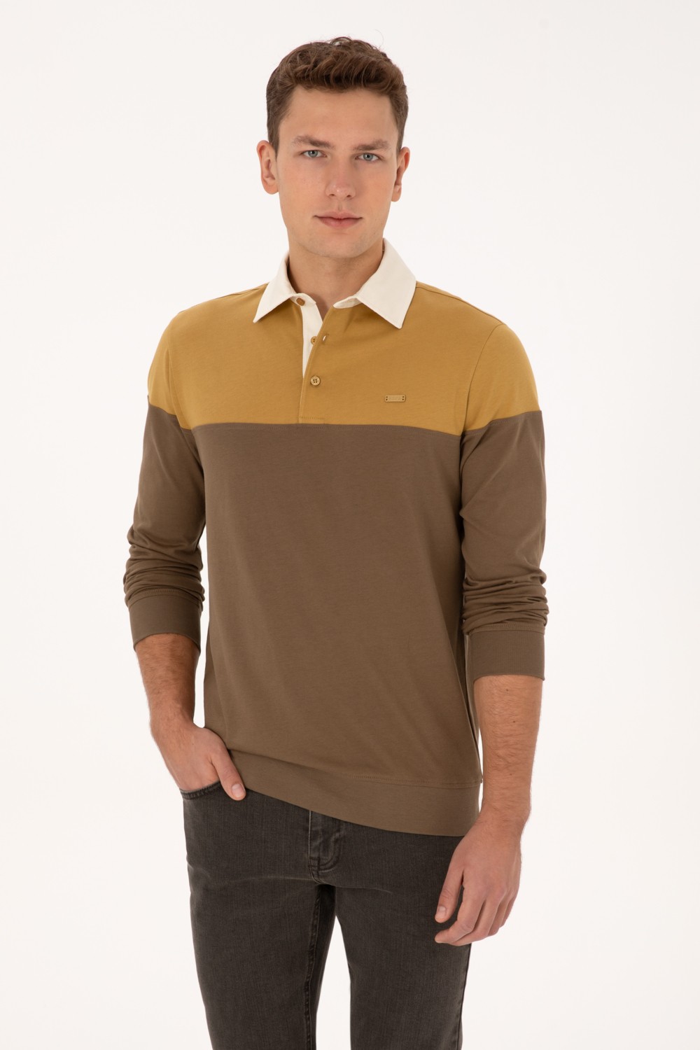 U.S. Polo Assn. Erkek Regular Fit Polo Yaka Hardal Sweatshirt 50316428-VR151