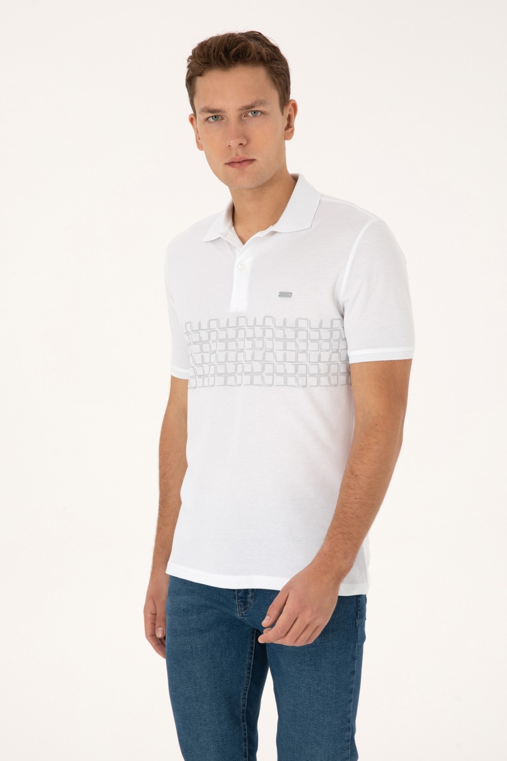 U.S. Polo Assn. Erkek Regular Fit Polo Yaka Açık Mavi Tişört 50324789-VR003 görsel 3
