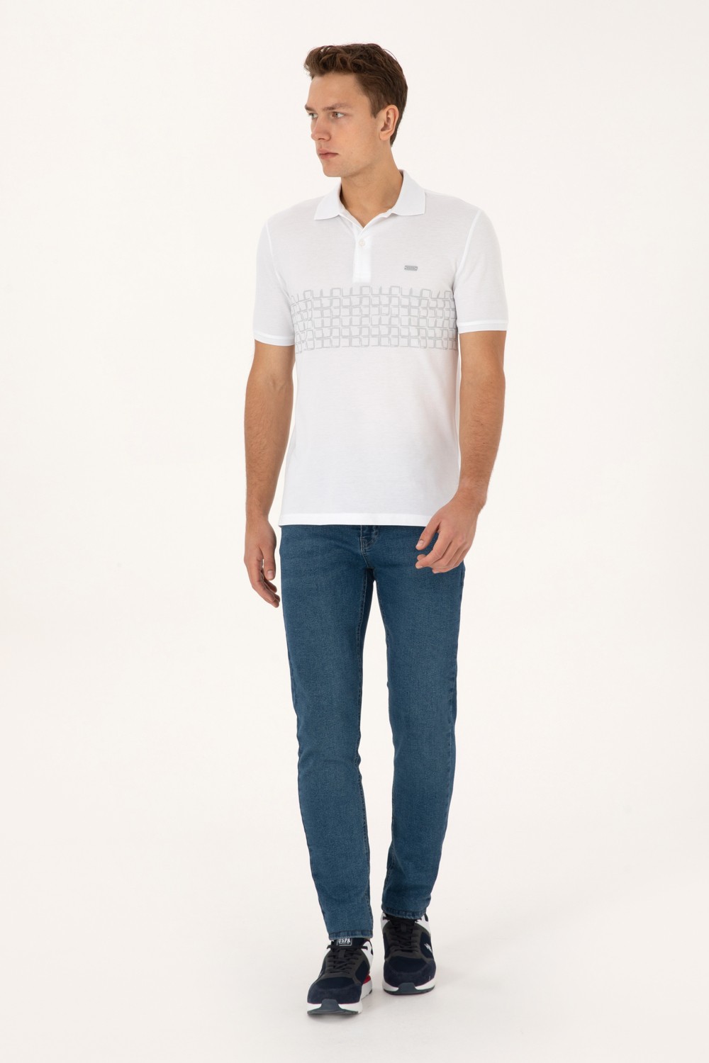 U.S. Polo Assn. Erkek Regular Fit Polo Yaka Açık Mavi Tişört 50324789-VR003 görsel 4