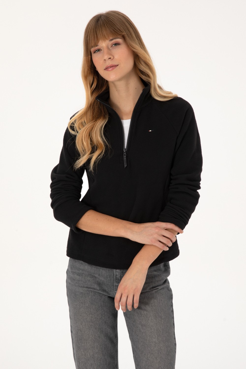 U.S. Polo Assn. Kadın Kiremit Fermuarlı Dik Yaka Polar Sweatshirt 50316714-VR026