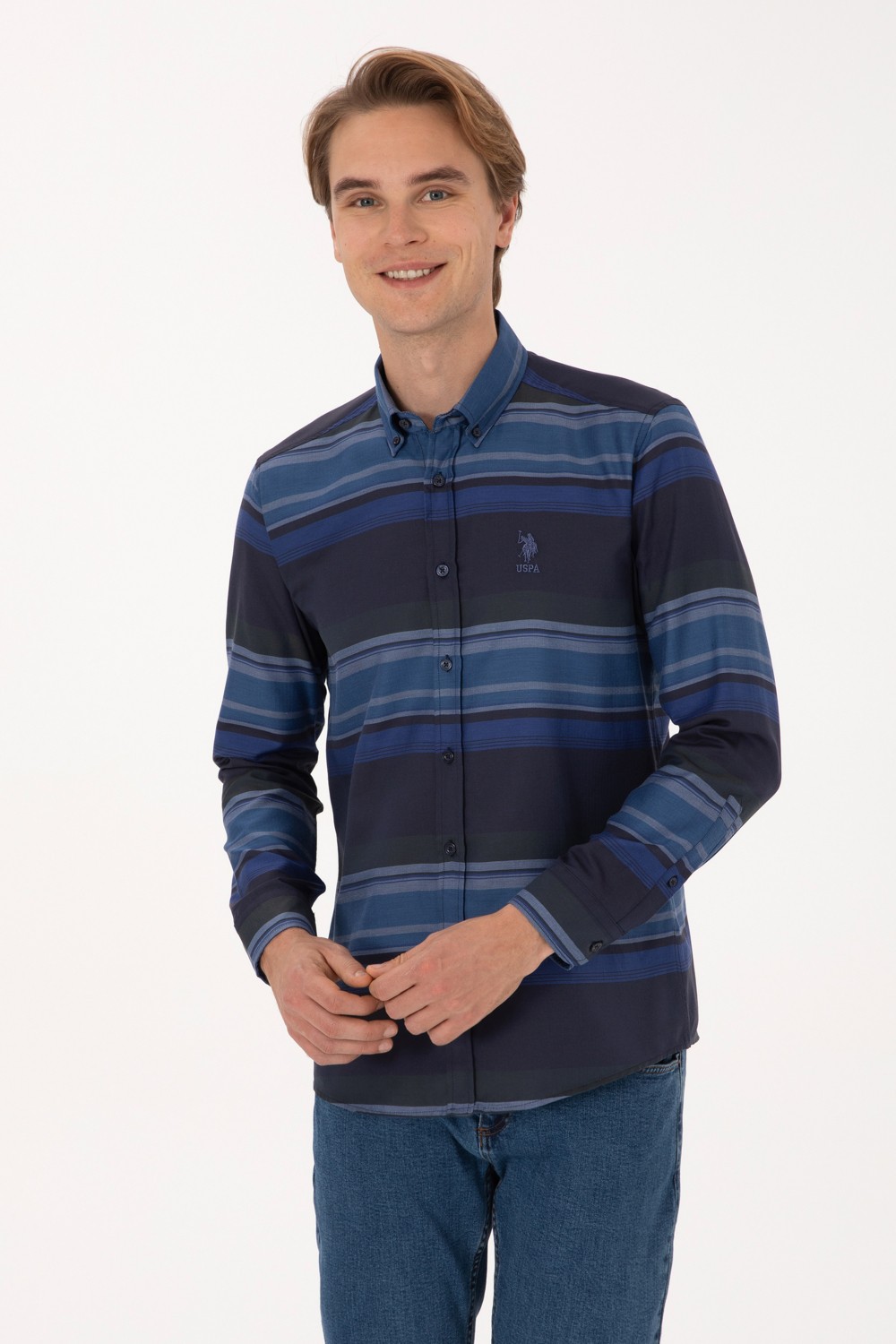 U.S. Polo Assn. Erkek Taş Uzun Kollu Raporlu Gömlek 50316648-VR049