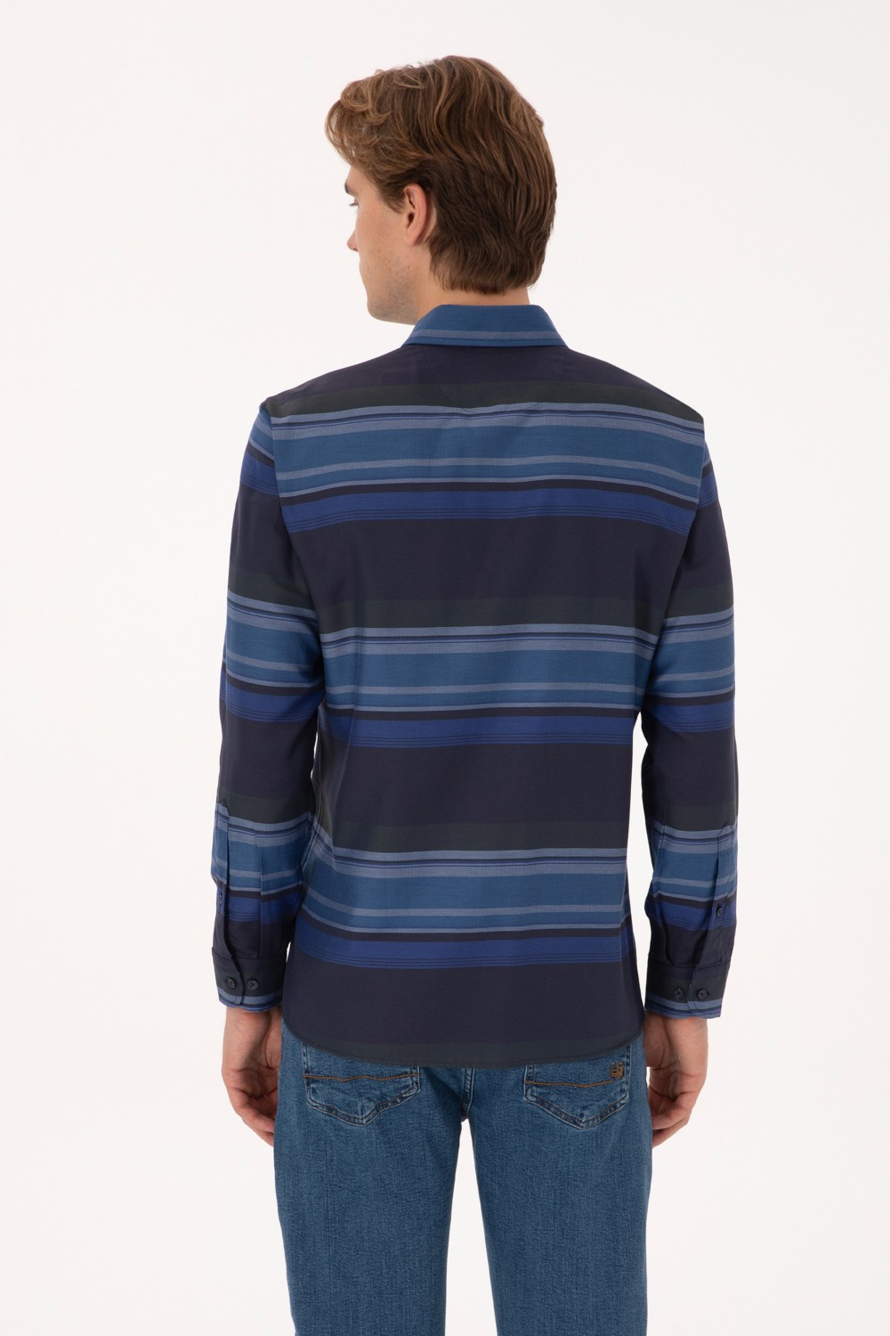 U.S. Polo Assn. Erkek Taş Uzun Kollu Raporlu Gömlek 50316648-VR049 görsel 5