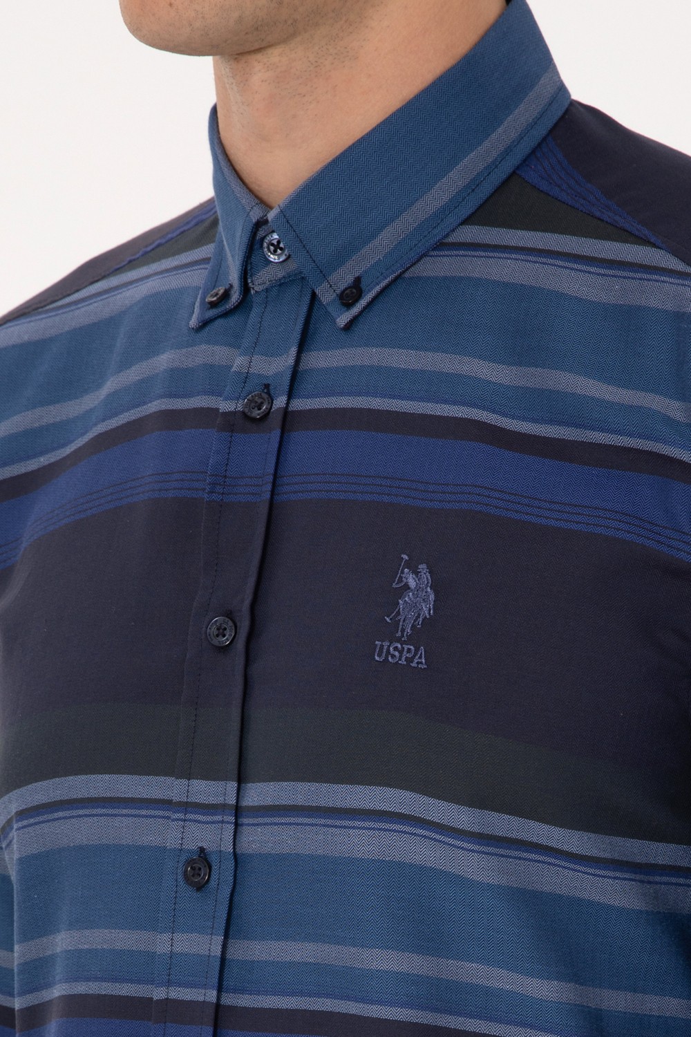 U.S. Polo Assn. Erkek Taş Uzun Kollu Raporlu Gömlek 50316648-VR049 görsel 7