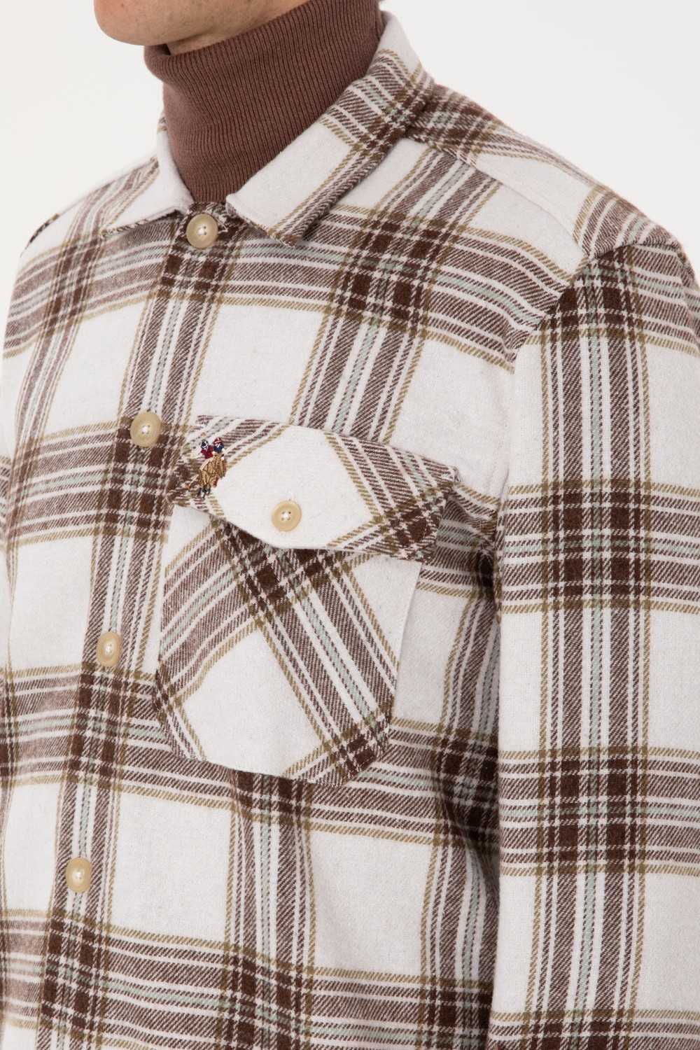 U.S. Polo Assn. Erkek Kahverengi Gömlek Desenli 50316599-VR029 görsel 7