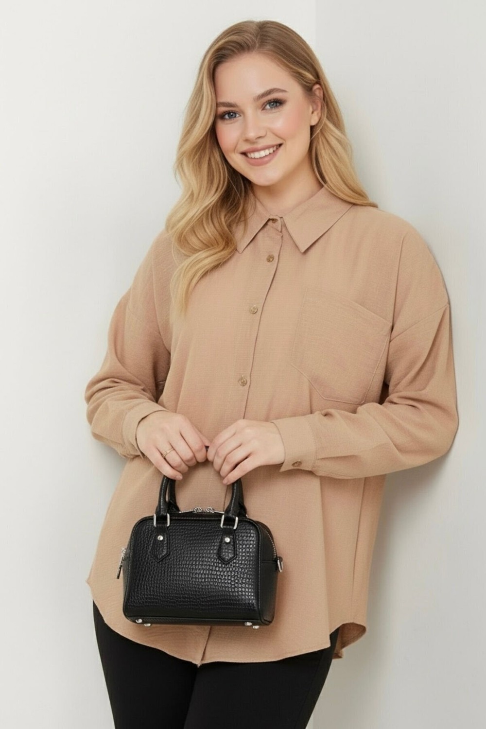 Hiramir Kadın Oversize Yeni Sezon Pera Keten Gömlek