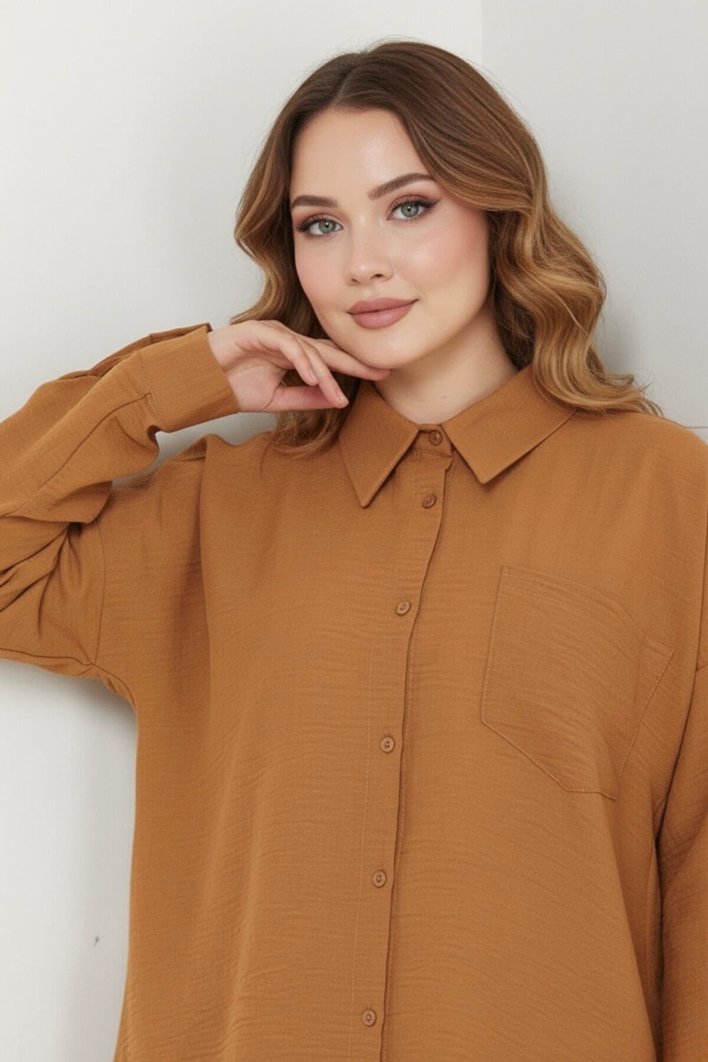 Hiramir Kadın Oversize Yeni Sezon Pera Keten Gömlek