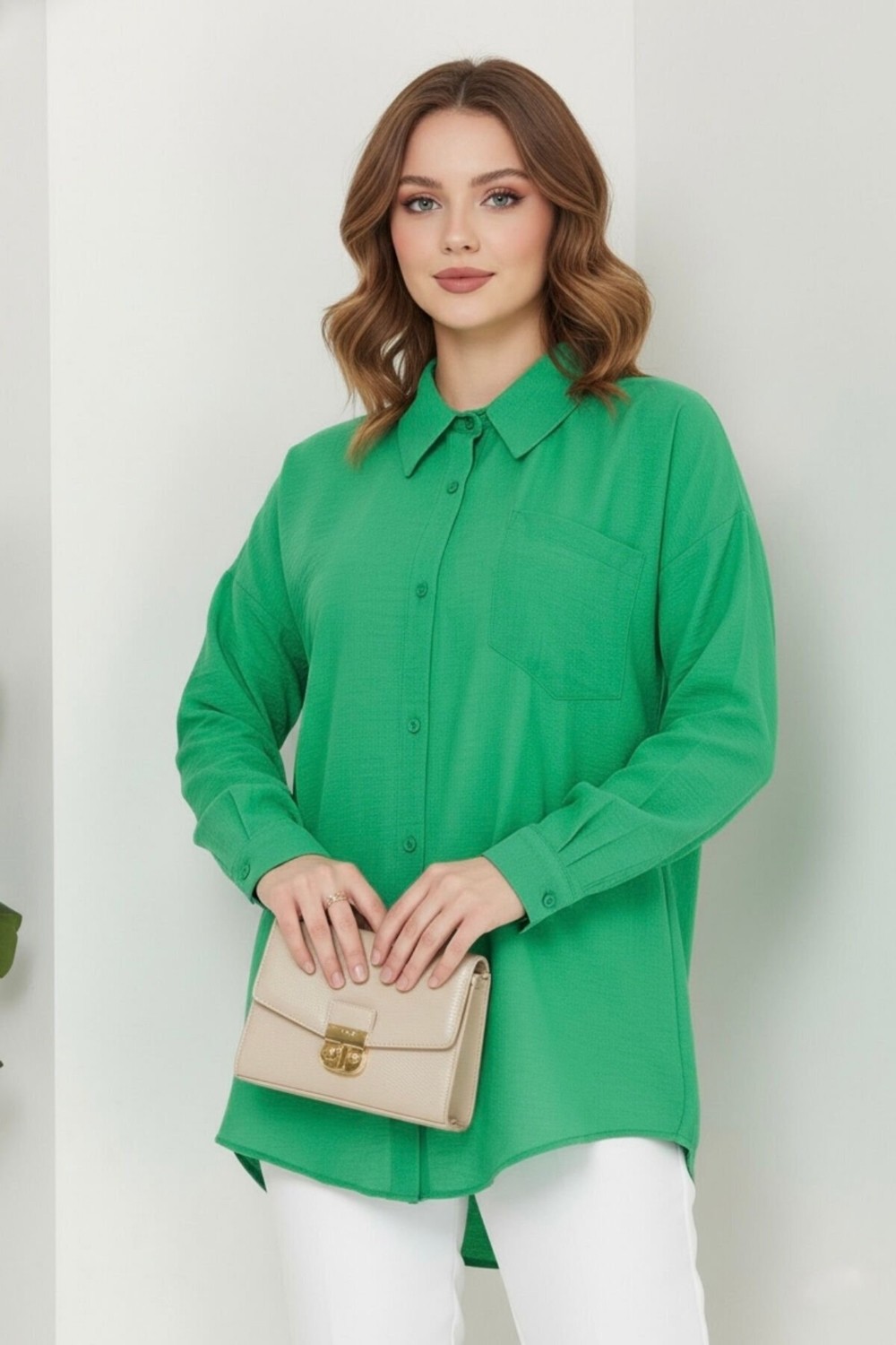 Hiramir Kadın Oversize Yeni Sezon Pera Keten Gömlek
