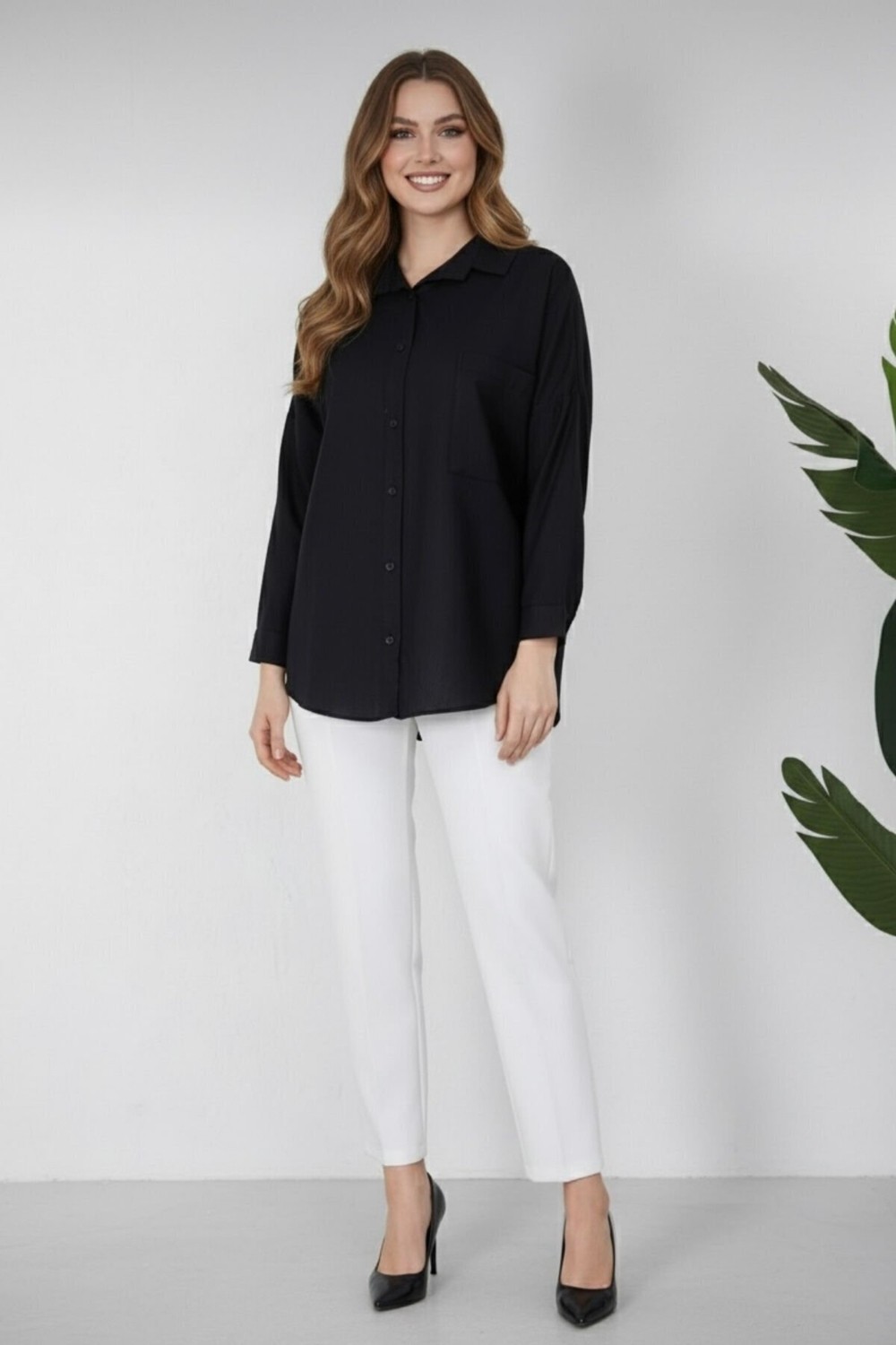 Hiramir Kadın Oversize Yeni Sezon Pera Keten Gömlek