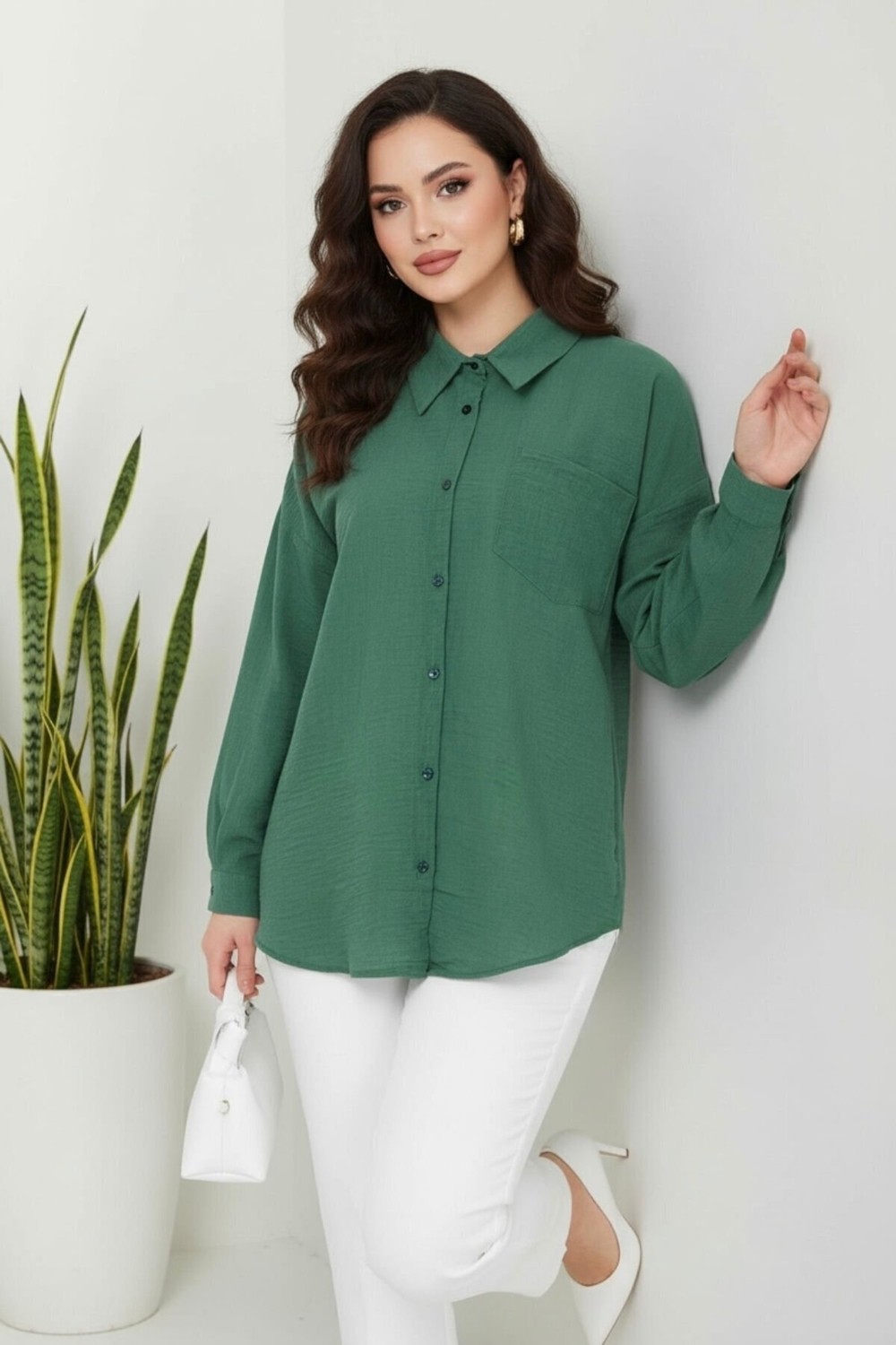 Hiramir Kadın Oversize Yeni Sezon Pera Keten Gömlek