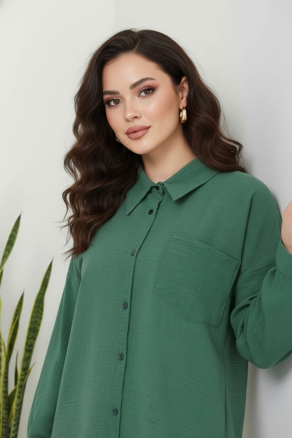 Hiramir Kadın Oversize Yeni Sezon Pera Keten Gömlek görsel 5