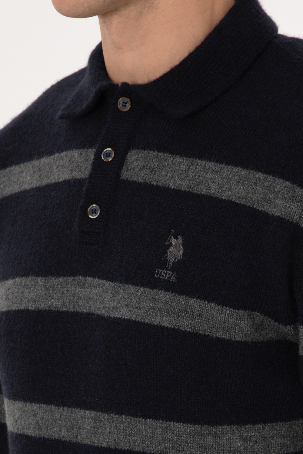 U.S. Polo Assn. Erkek Regular Fit Polo Yaka Lacivert Kazak 50315036-VR033 görsel 7