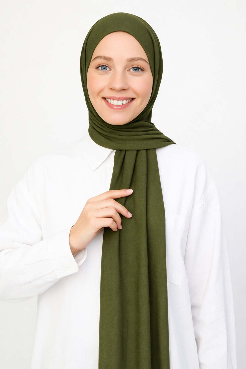Moda Nokta Hazır Pratik Geçmeli Lüks Organik Düz Penye Şal Eşit Hizalı Taba görsel 7