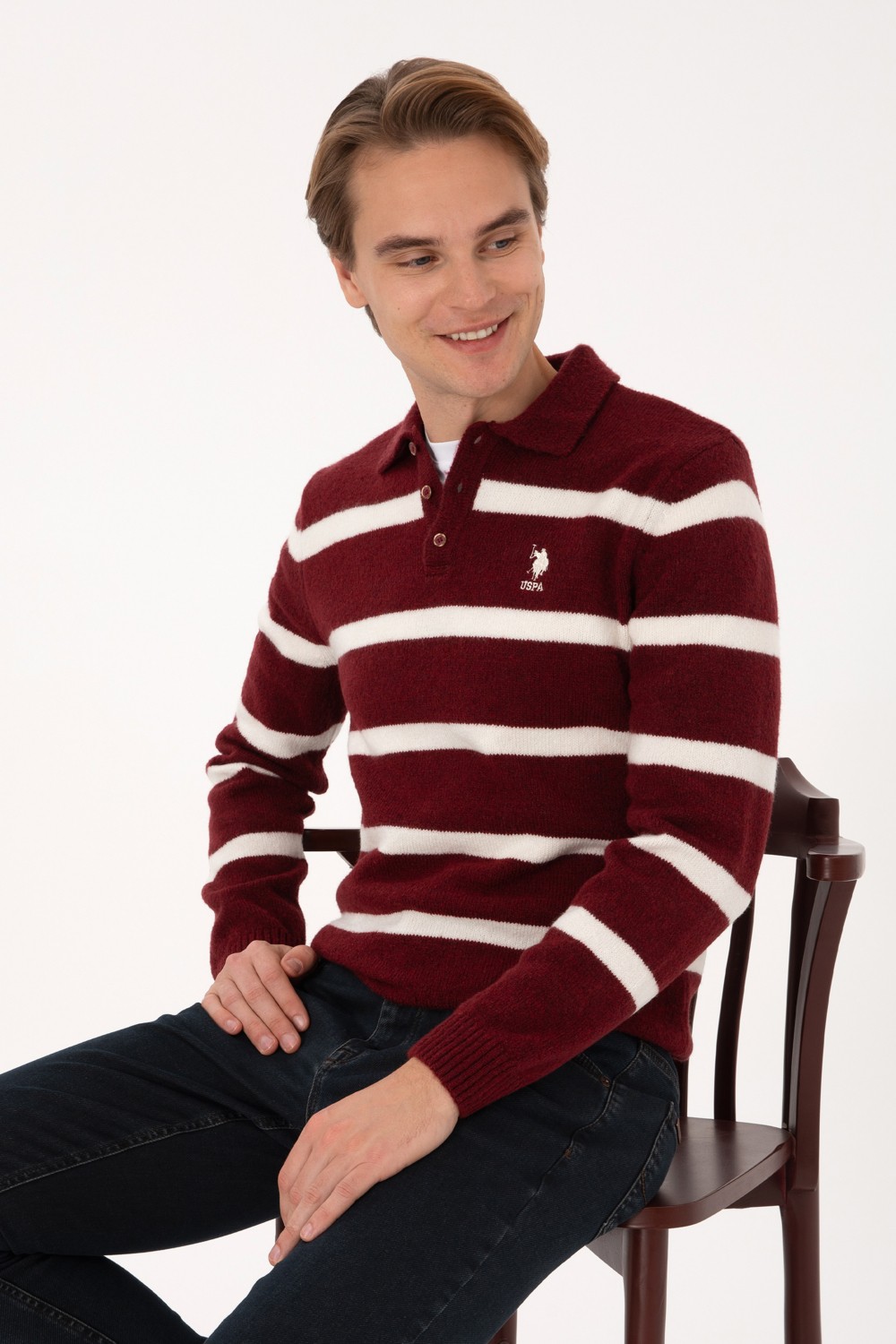 U.S. Polo Assn. Erkek Regular Fit Polo Yaka Lacivert Kazak 50315036-VR033