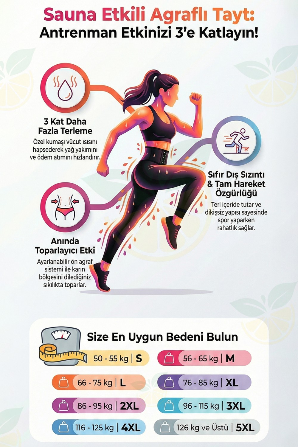 Elilom Sauna Agraflı Tayt, Termal Etkili, Bacak ve Göbek Toparlayıcı ve Bel Incelten Yüksek Bel Korse Spor Taytı - Siyah - Elilom görsel 3