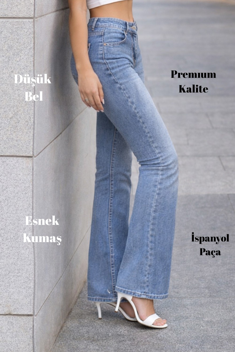 Cedy Denim Cedy Denım Kadın 5 Cep Düşük Bel Ispanyol Paça Skinnyfit Esnek Jean Pantolon C619