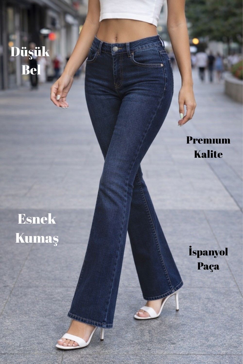Cedy Denim Cedy Denım Kadın 5 Cep Düşük Bel Ispanyol Paça Skinnyfit Esnek Jean Pantolon C619