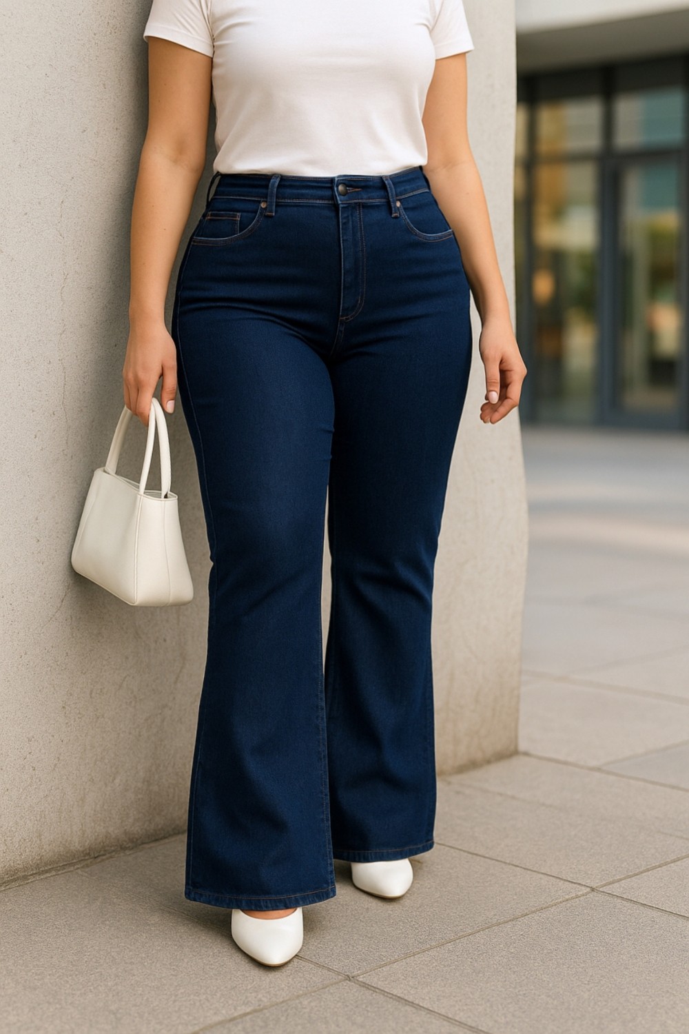Cedy Denim Cedy Denım - Kadın Büyük Beden Ispanyol Paça Yüksek Bel Skinny Fit Likralı Pantolon C628 görsel 3