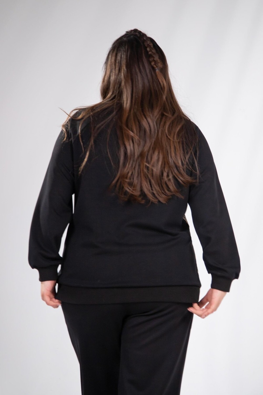 Roxxlen 333174 Kadın Büyük Beden Bnej Fermuarlı Leoparlı Sweat görsel 8