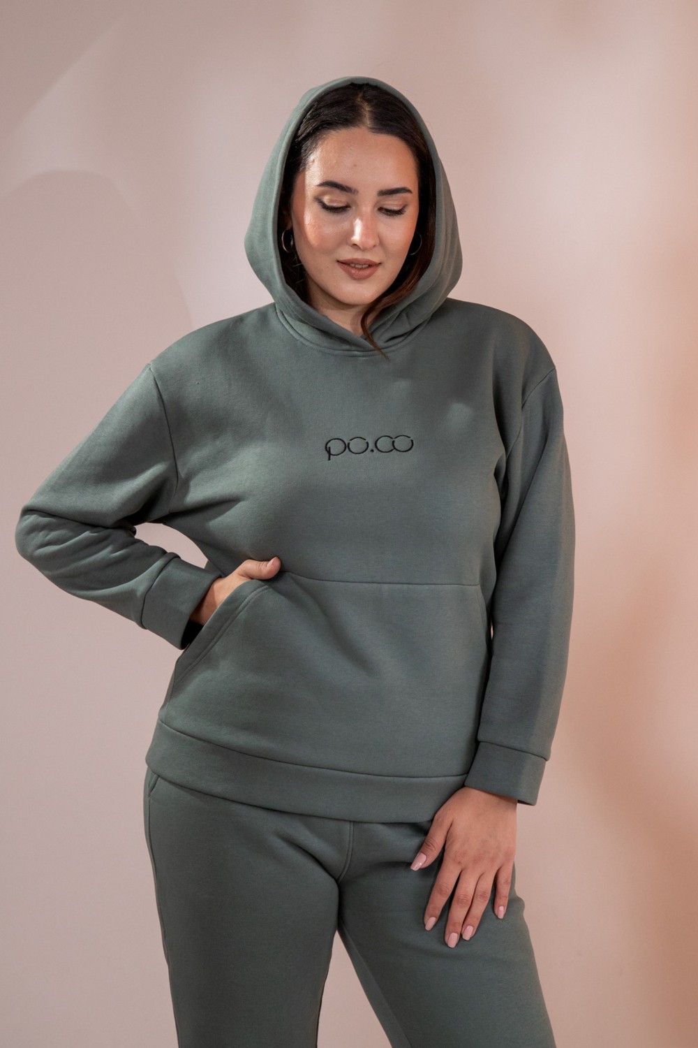 Roxxlen Kadın Büyük Beden Cepli Sweatshirt görsel 4