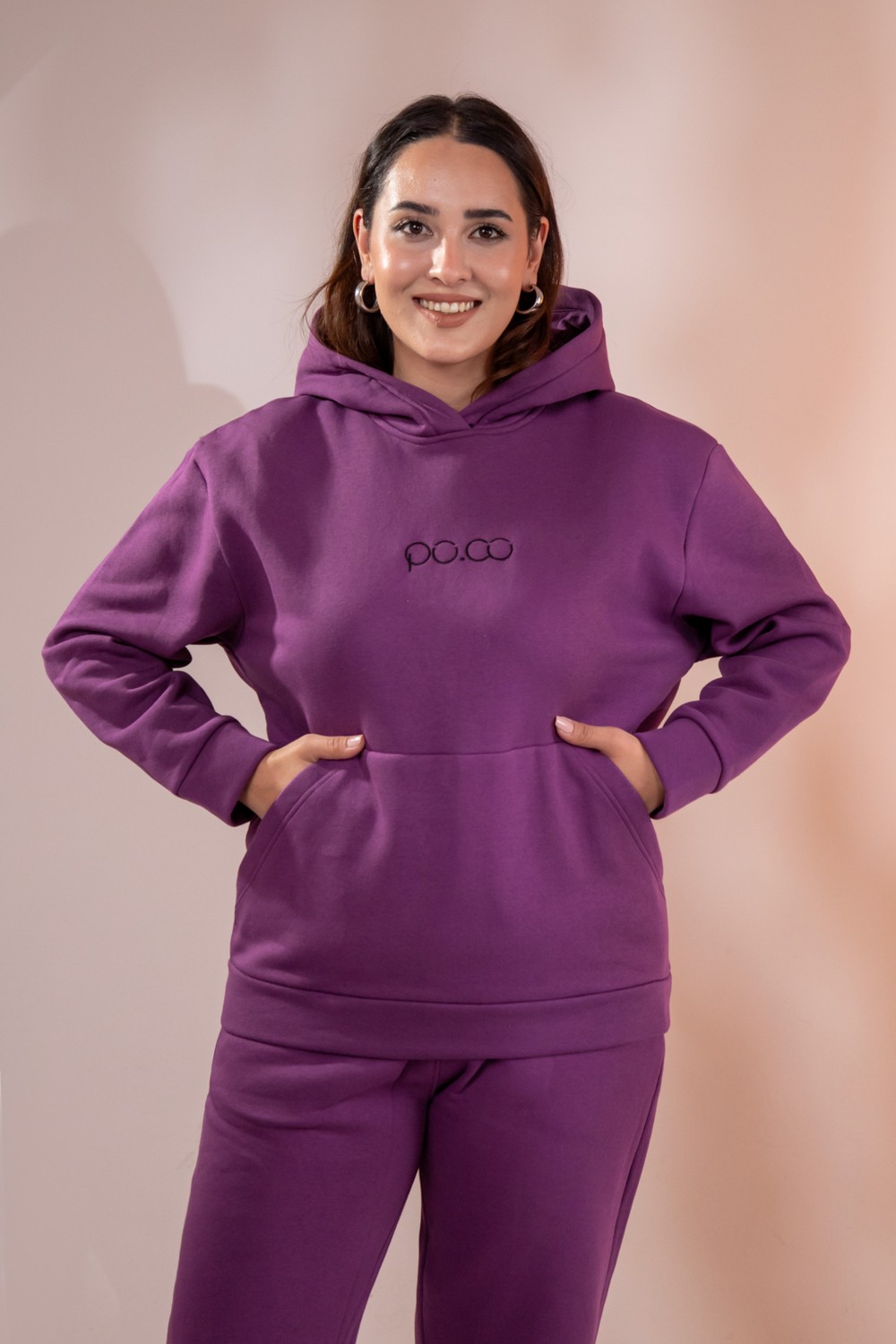 Roxxlen Kadın Büyük Beden Cepli Sweatshirt görsel 2