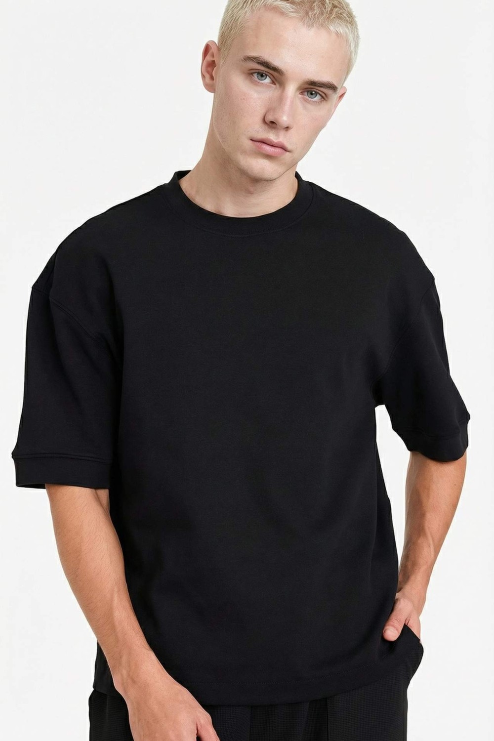 DeFacto Nefes Alabilir Loose Fit Bisiklet Yaka Kısa Kollu Ağır Kumaş Basic Tişört B4844AX26SP görsel 7