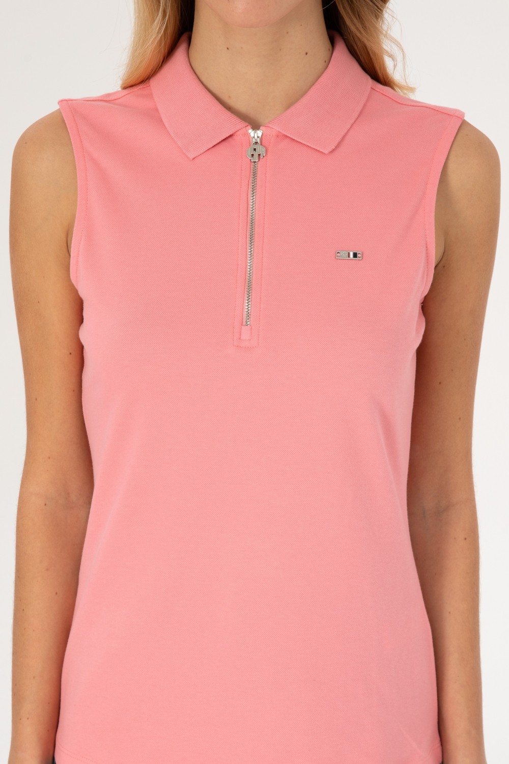 U.S. Polo Assn. Kadın Pembe Polo Yaka Yarım Fermuarlı Tişört 50324852-VR041 görsel 6