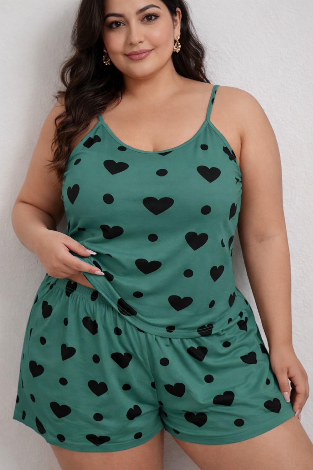 Süsen Lingerie Kırmızı Kalp Desenli Kadın Büyük Beden Gecelik Takımı, Kaliteli Kadın Gecelik Takım görsel 5