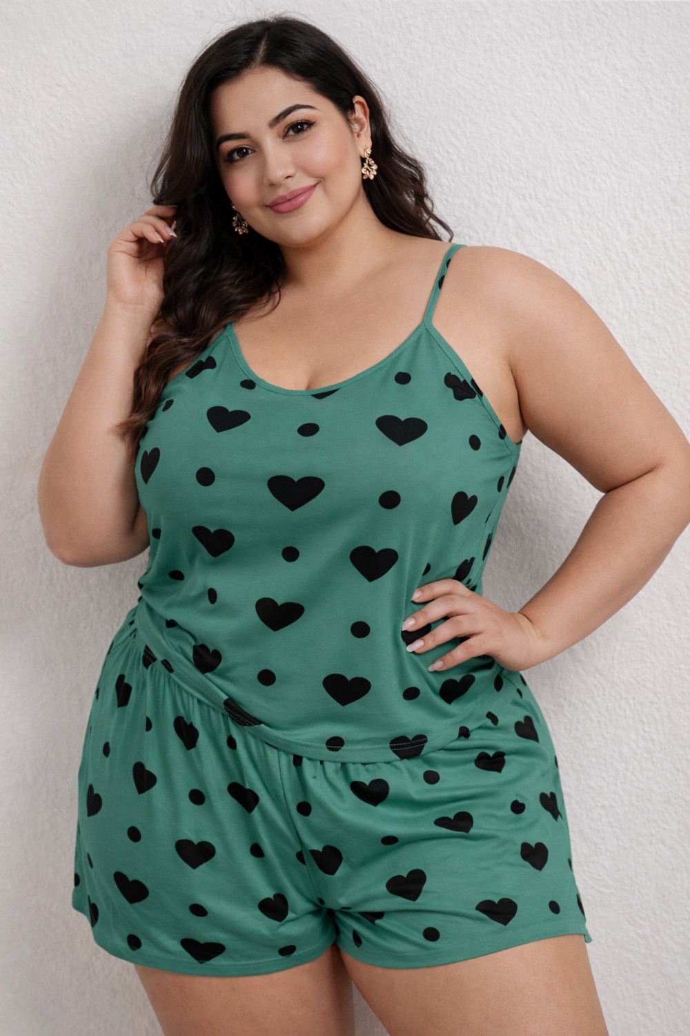 Süsen Lingerie Kırmızı Kalp Desenli Kadın Büyük Beden Gecelik Takımı, Kaliteli Kadın Gecelik Takım görsel 8