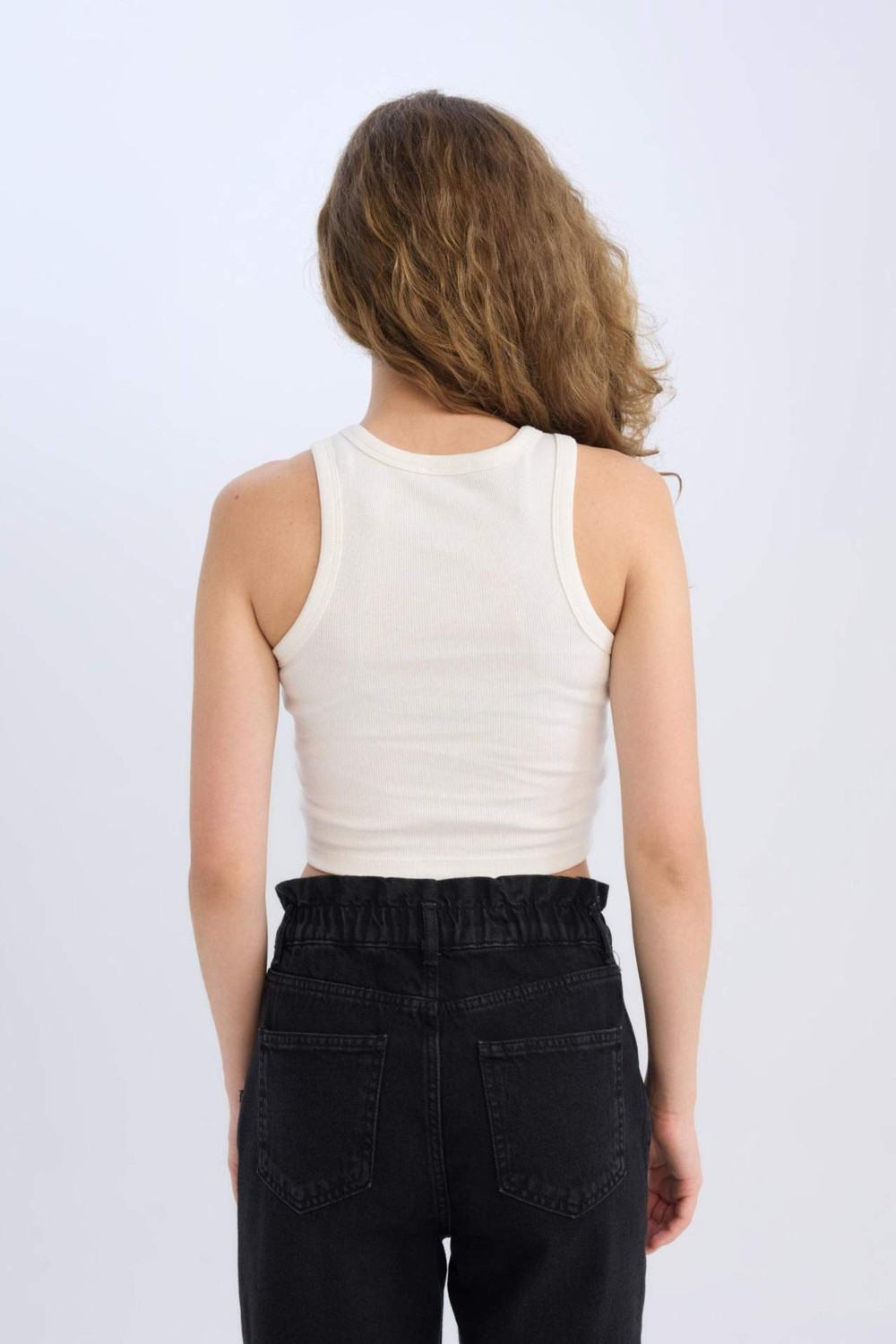 DeFacto Fitted Halter Yaka Fitilli Kaşkorse Atlet U0357AZ25SM görsel 6