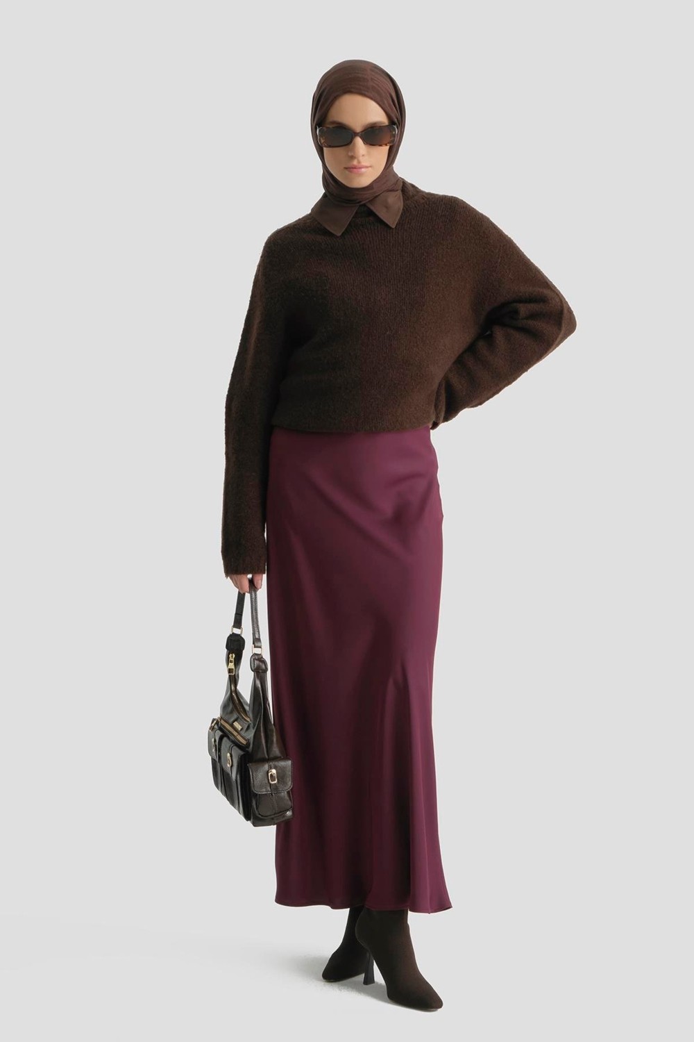 Armine Saten Etek Bordo görsel 2