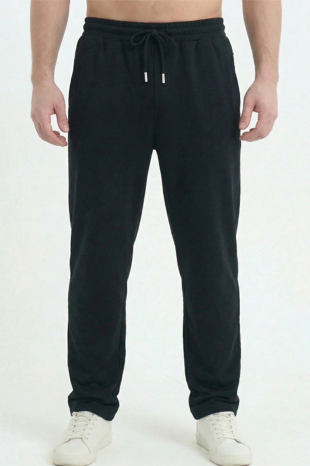 Veleno Erkek Siyah Baggy Bol Paça Oversize Relaxed 4 Mevsim Eşofman Altı Bol Paça 2 Iplik Tam Kalıp