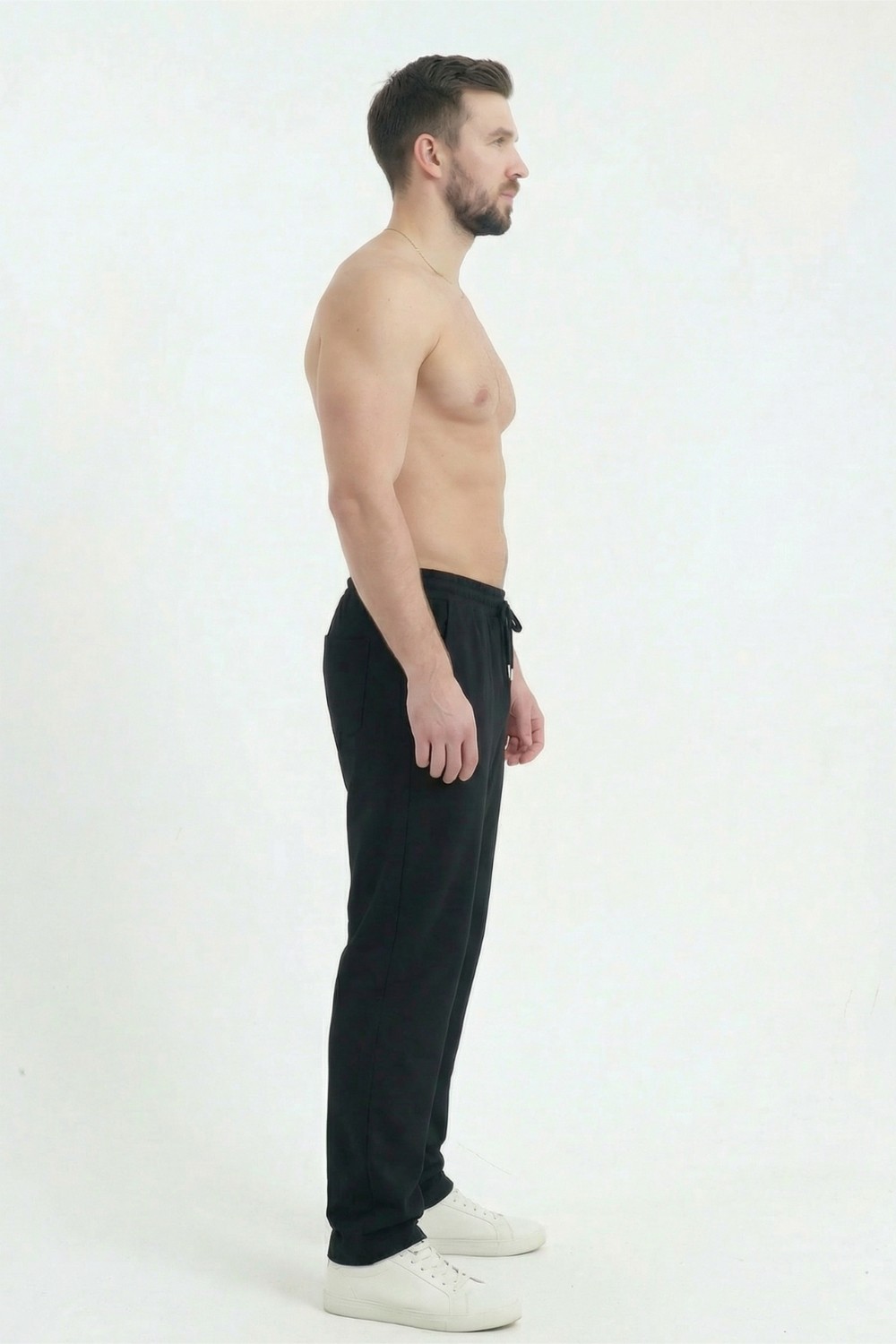 Veleno Erkek Siyah Baggy Bol Paça Oversize Relaxed 4 Mevsim Eşofman Altı Bol Paça 2 Iplik Tam Kalıp görsel 4