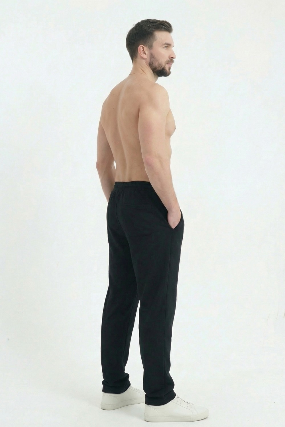 Veleno Erkek Siyah Baggy Bol Paça Oversize Relaxed 4 Mevsim Eşofman Altı Bol Paça 2 Iplik Tam Kalıp görsel 6