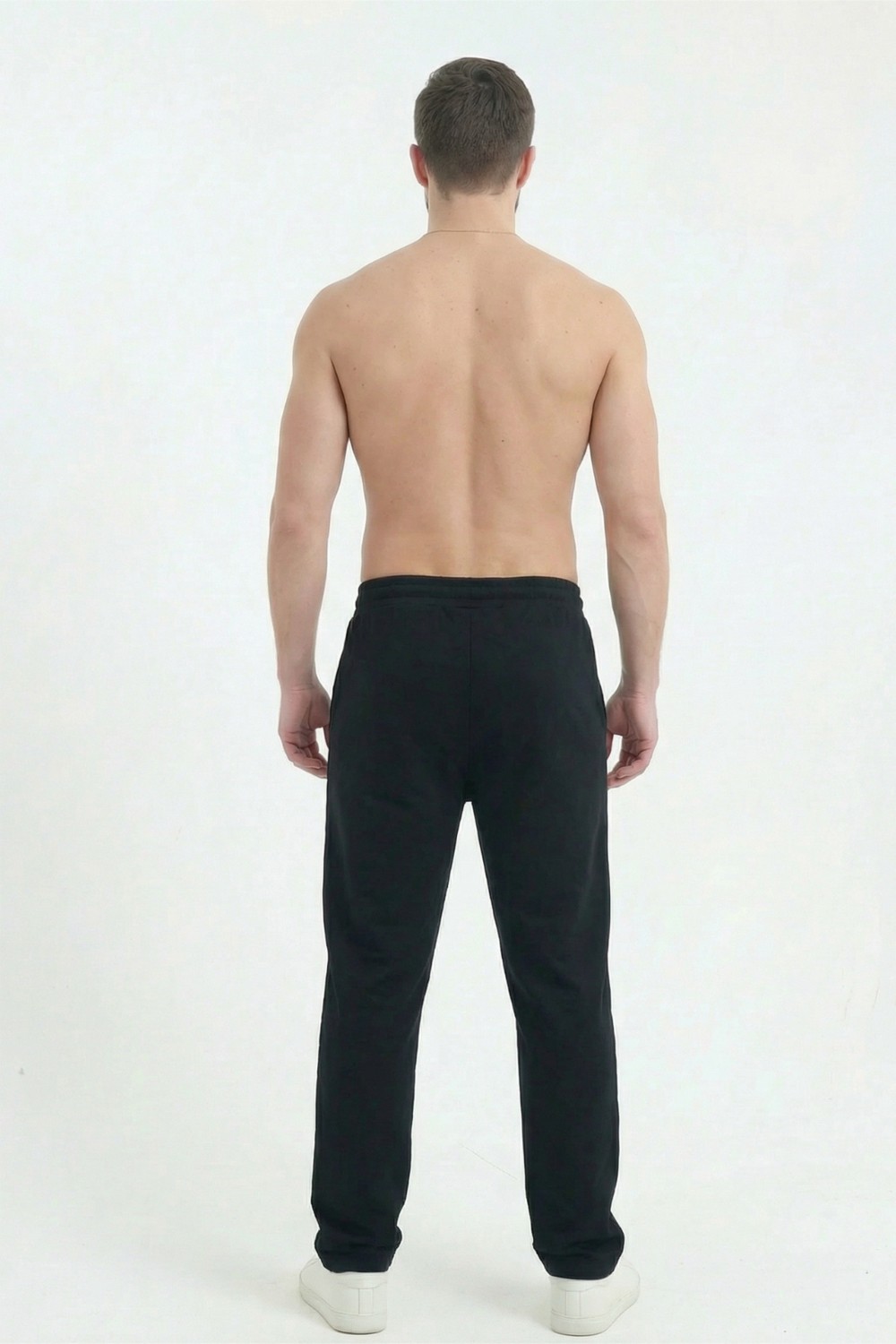 Veleno Erkek Siyah Baggy Bol Paça Oversize Relaxed 4 Mevsim Eşofman Altı Bol Paça 2 Iplik Tam Kalıp görsel 7