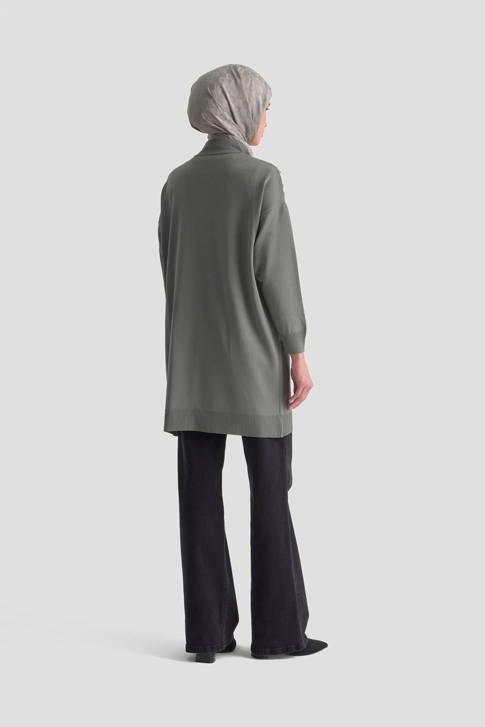 Armine Trend Leopar Desenli Triko Tunik Gri 25YTD4109 görsel 5