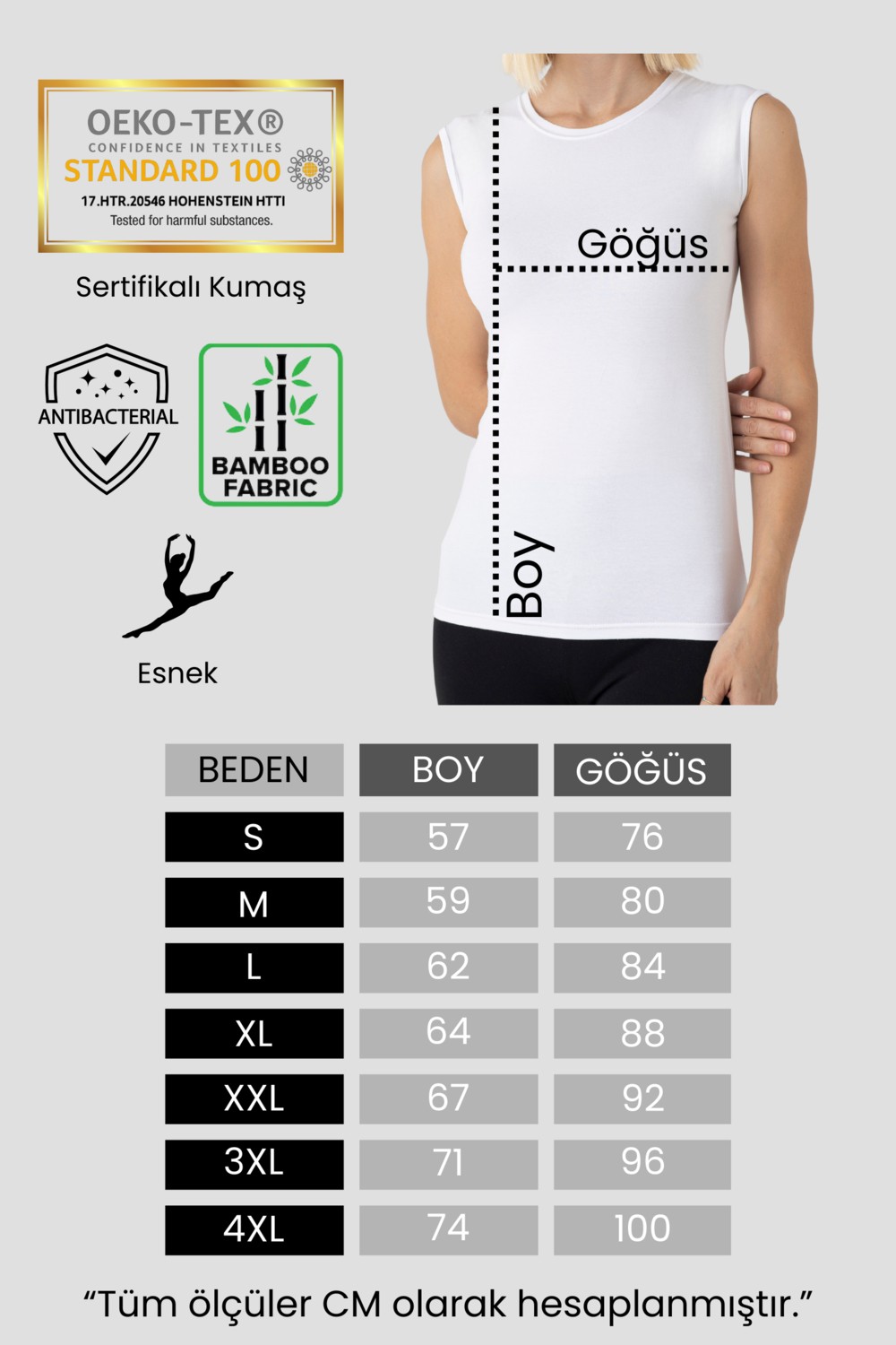 NT Underwear Kadın Bambu Sıfır Kol Body, Gün Boyu Doğal Konfor görsel 5