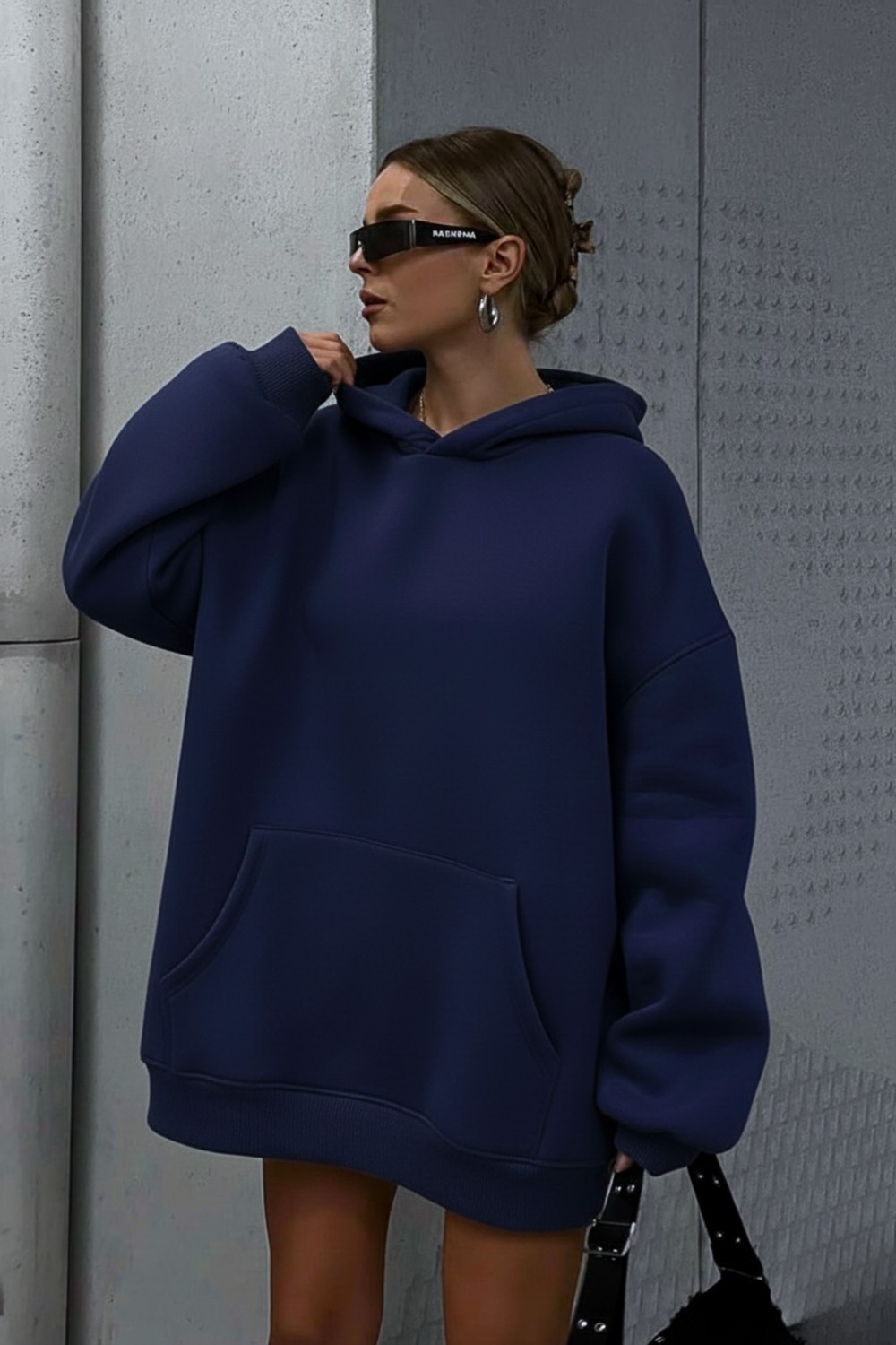 Guaraz Gri Yumuşacık Kumaşlı Oversize Fit Ici Polarlı Basic Kapüşonlu Sweatshirt Hoodie