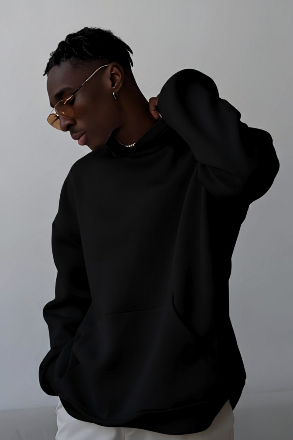 Guaraz Gri Yumuşacık Kumaşlı Oversize Fit Ici Polarlı Basic Kapüşonlu Sweatshirt Hoodie görsel 7