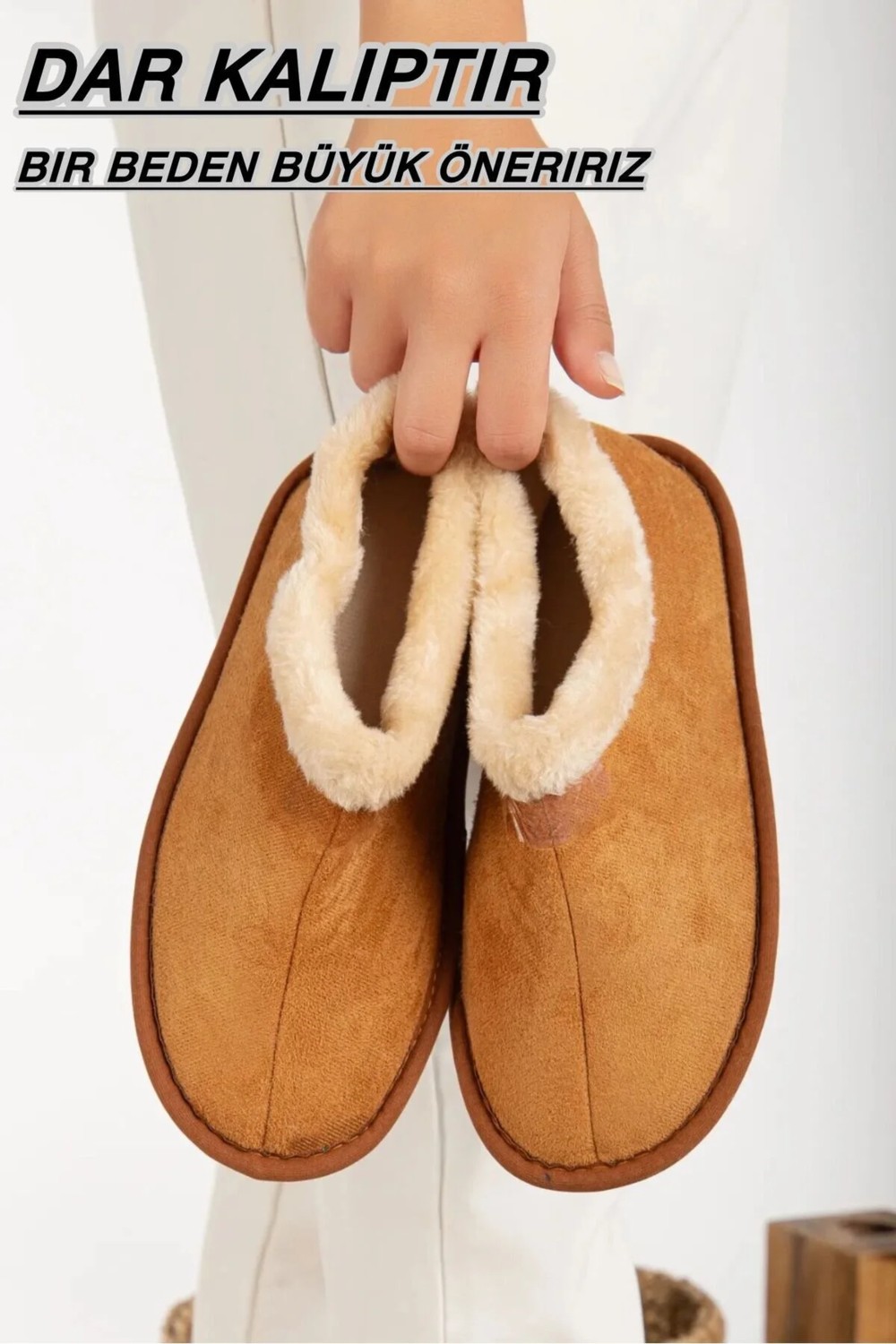 Slipcat Unisex Kışlık Ev Pandufu Peluş İçi Yünlü Konforlu Desenli Panduf görsel 6